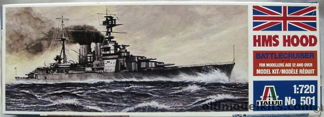 Italeri 1/720 HMS Hood Battlecruiser, 501 plastic model kit
